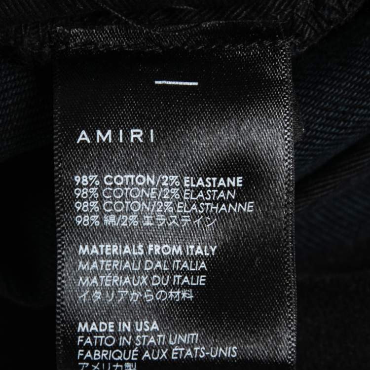 Pre Owned Amiri Black Distressed Denim Panelled Skinny Jeans M Waist 32"