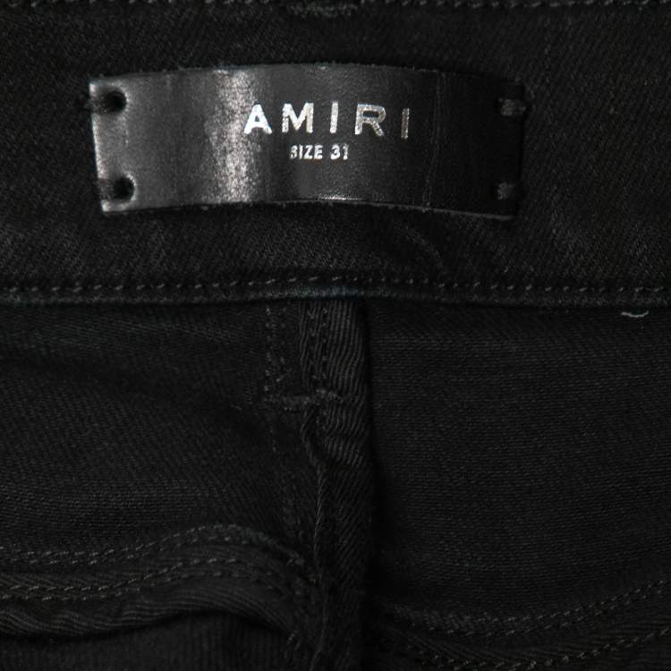 Pre Owned Amiri Black Distressed Denim Bandana Patched Jeans S Waist 31"
