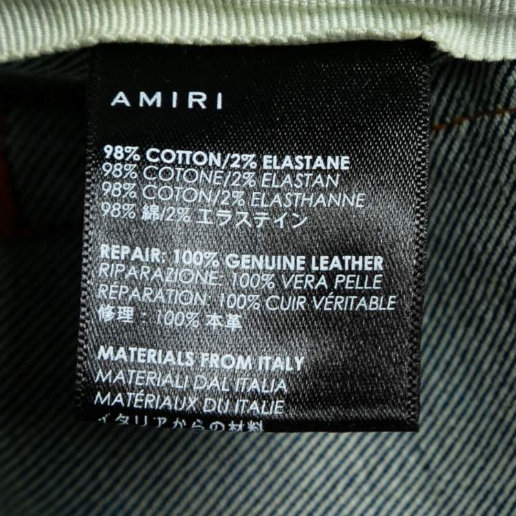 Pre Owned Amiri Blue Distressed Ripped-Detail Denim Jeans M Waist 32"
