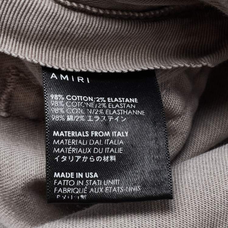 Pre Owned Amiri Light Grey Distressed Denim Patched Skinny Jeans XS Waist 29"