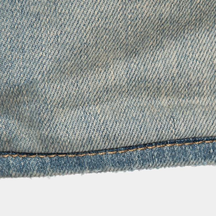 Pre Owned Amiri Blue Distressed Denim Slim Leg Jeans M Waist 32"
