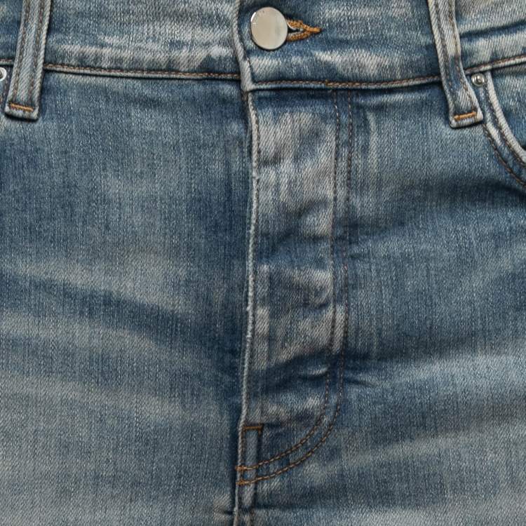 Pre Owned Amiri Blue Distressed Denim Slim Leg Jeans M Waist 32"