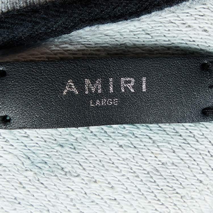 Pre Owned Amiri Grey Logo Printed Shotgun Distressed Cotton & Modal Knit Sweatshirt XXL