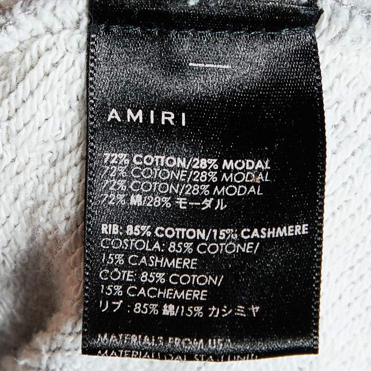 Pre Owned Amiri Grey Logo Printed Shotgun Distressed Cotton & Modal Knit Sweatshirt XXL
