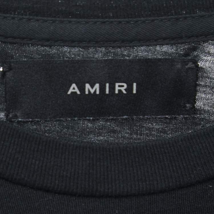 Pre Owned Amiri Black Print Cotton Crew Neck Half Sleeve T-Shirt XS
