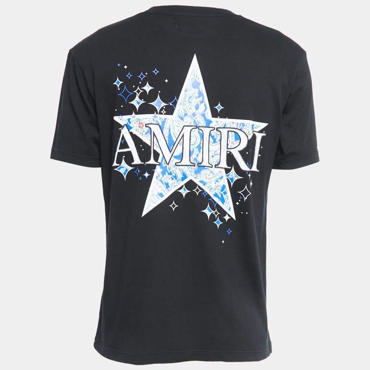 Amiri Black Print Cotton Crew Neck Half Sleeve T-Shirt XS