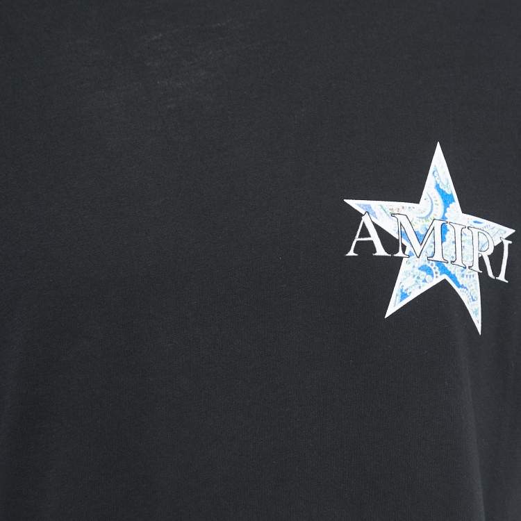 Pre Owned Amiri Black Print Cotton Crew Neck Half Sleeve T-Shirt XS