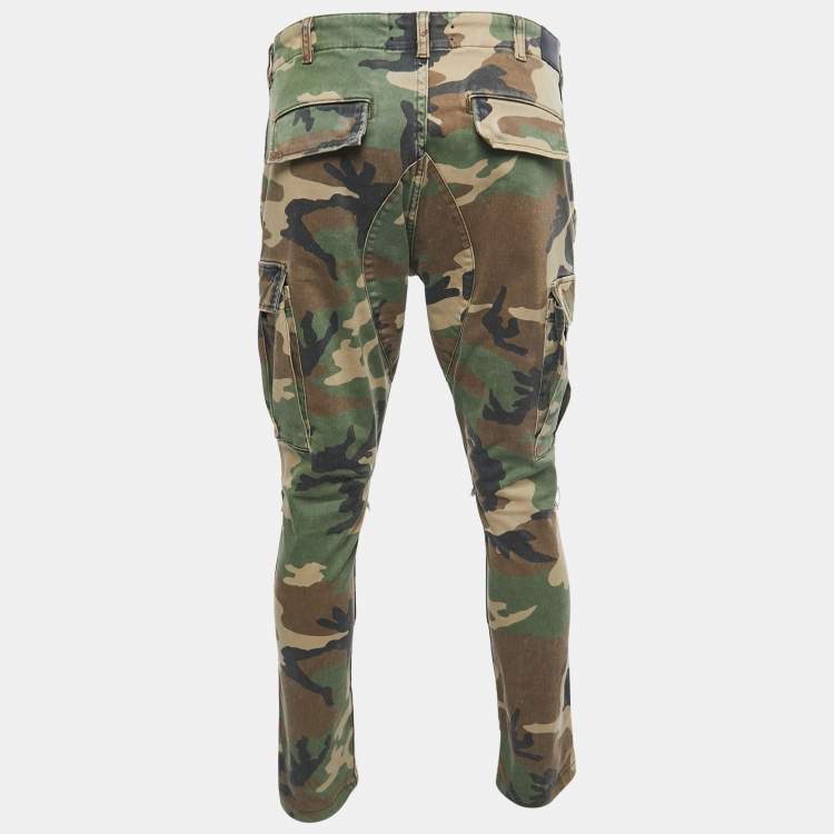 Pre Owned Amiri Multicolor Camouflage Distressed Cotton Cargo Pants M Waist 34