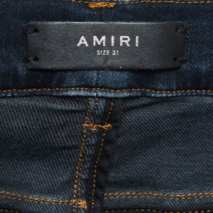 Pre Owned Amiri Dark Blue Washed Denim Jeans S Waist 27"