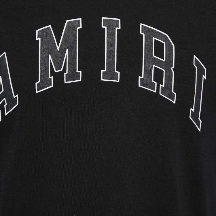 Pre Owned Amiri Black Logo Printed Cotton Crew Neck Short Sleeve T-Shirt XS