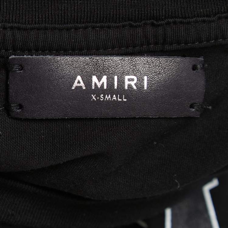 Pre Owned Amiri Black Logo Printed Cotton Crew Neck Short Sleeve T-Shirt XS