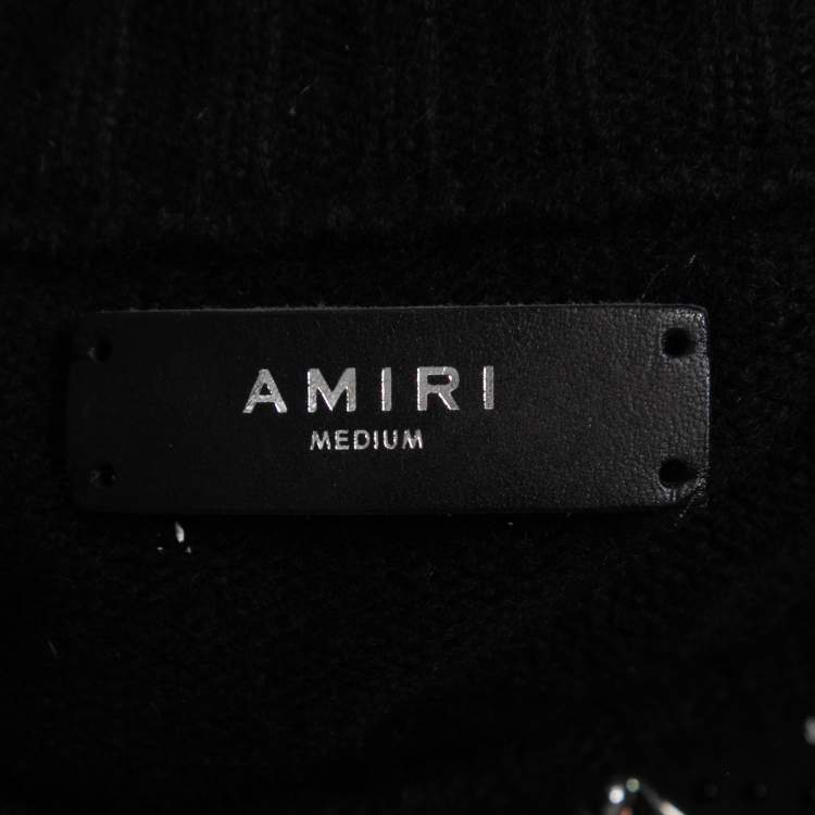 Pre Owned Amiri Black Wool & Cashmere Crystals Embellished Crew Neck Sweater M