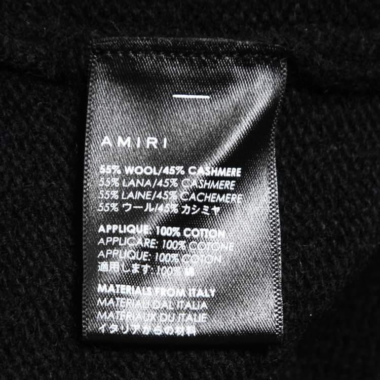 Pre Owned Amiri Black Wool & Cashmere Crystals Embellished Crew Neck Sweater M