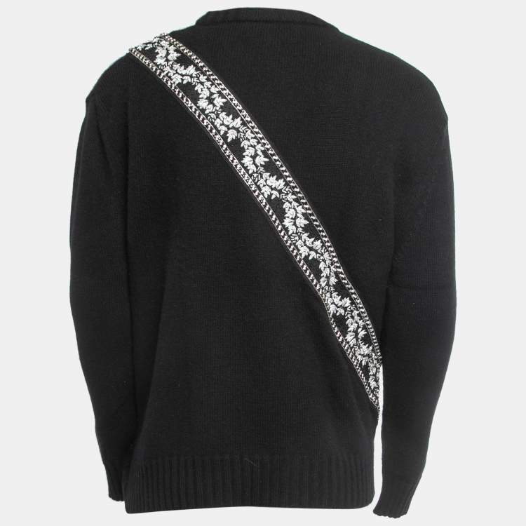 Pre Owned Amiri Black Wool & Cashmere Crystals Embellished Crew Neck Sweater M