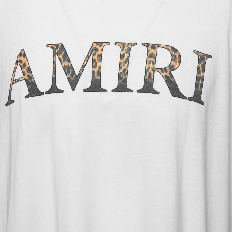 Pre Owned Amiri White Logo Print Cotton Half Sleeve T-Shirt XL