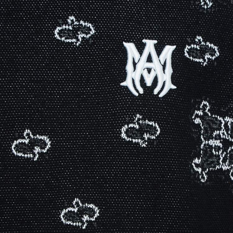 Pre Owned Amiri Black Bandana Print Knit Hooded Sweatshirt S