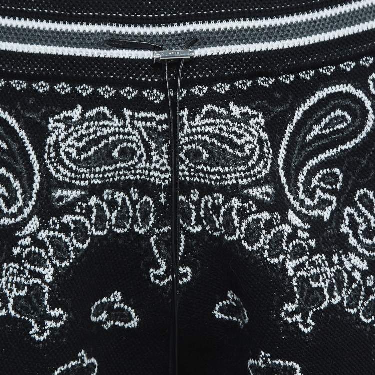 Pre Owned Amiri Black Bandana Print Knit Shorts L