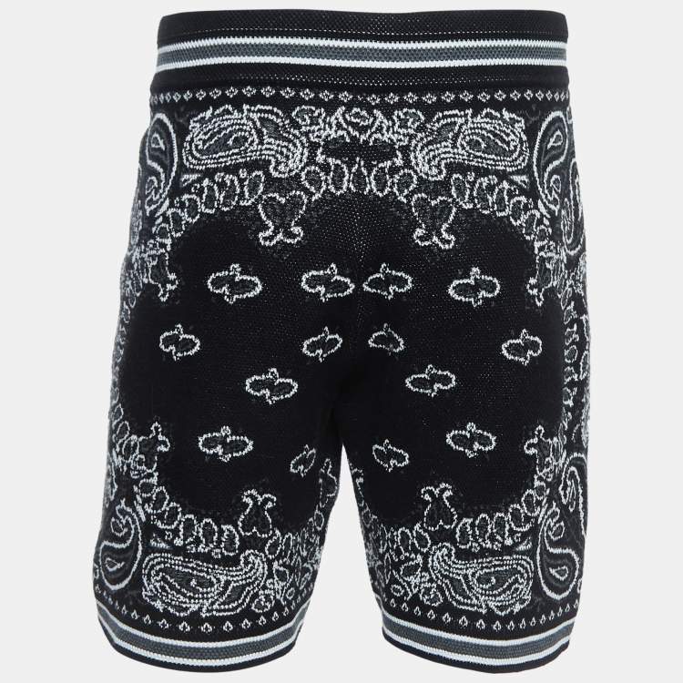 Pre Owned Amiri Black Bandana Print Knit Shorts L