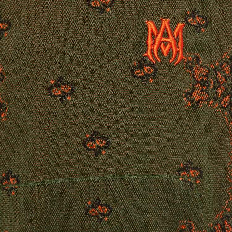 Pre Owned Amiri Green Bandana Print Knit Hoodie L