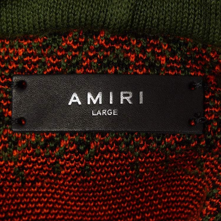 Pre Owned Amiri Green Bandana Print Knit Hoodie L