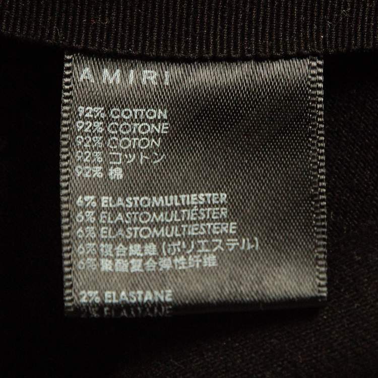 Pre Owned Amiri Black Denim Suede Patch Distressed Slim Fit Jeans M/Waist 32"