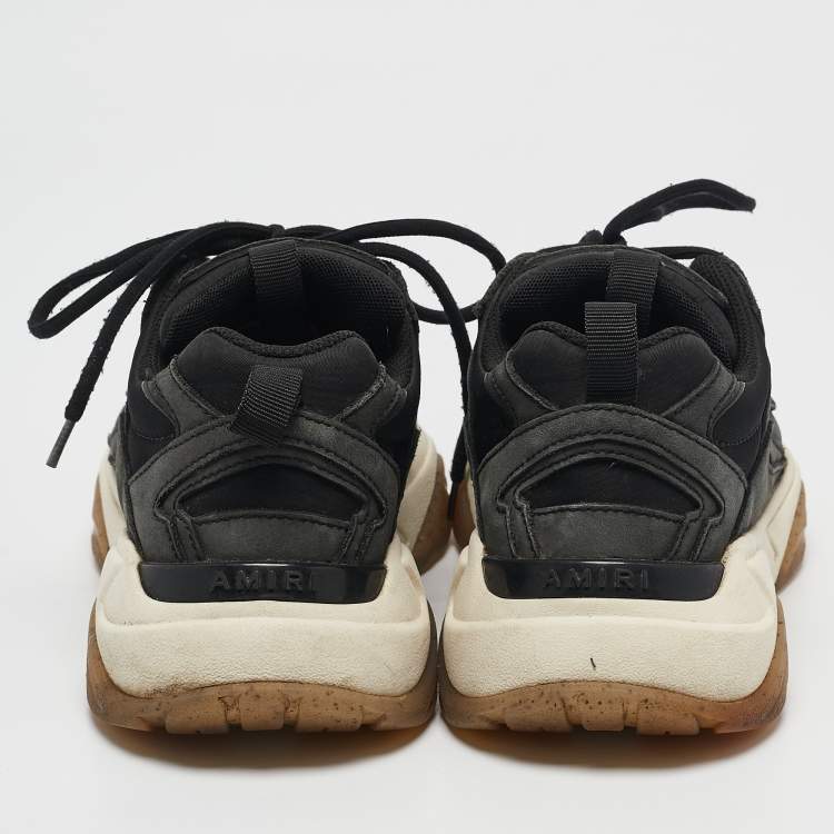 Pre Owned Amiri Black Nubuck Leather Bone Runner Lace Up Sneakers Size 40