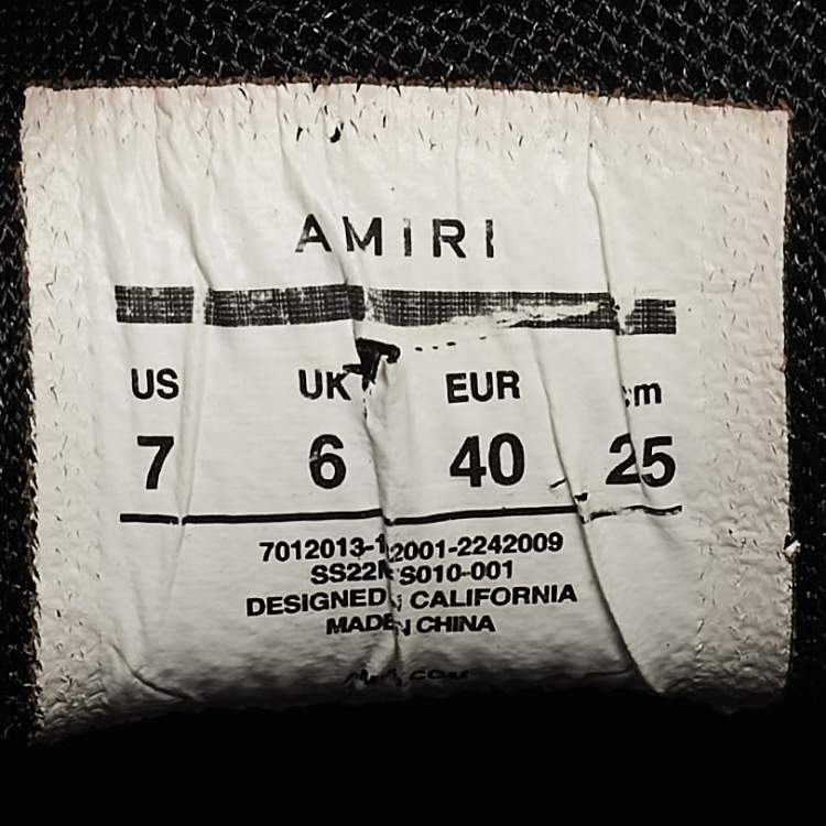 Pre Owned Amiri Black Nubuck Leather Bone Runner Lace Up Sneakers Size 40