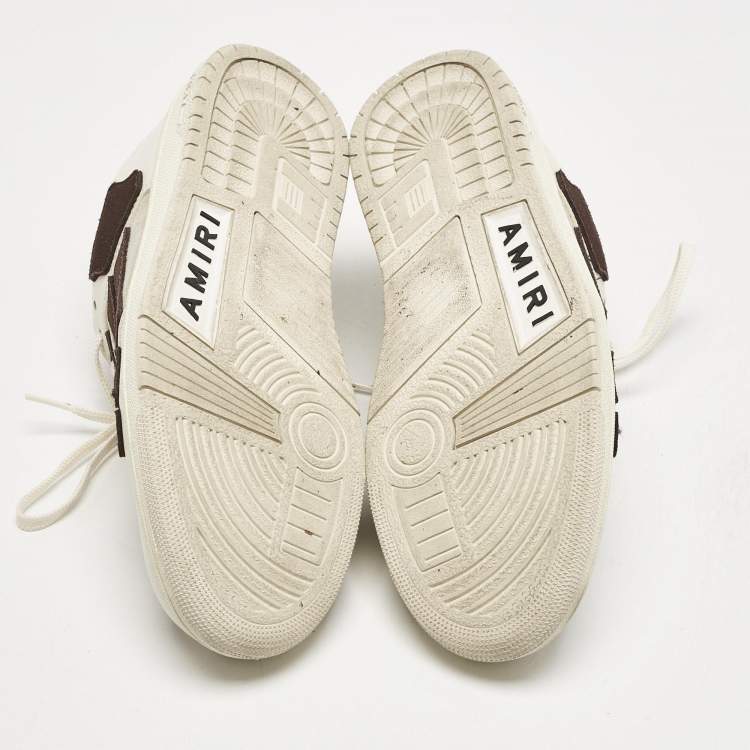 Pre Owned Amiri Beige/Brown Leather and Suede Skel Low Top Sneakers Size 40