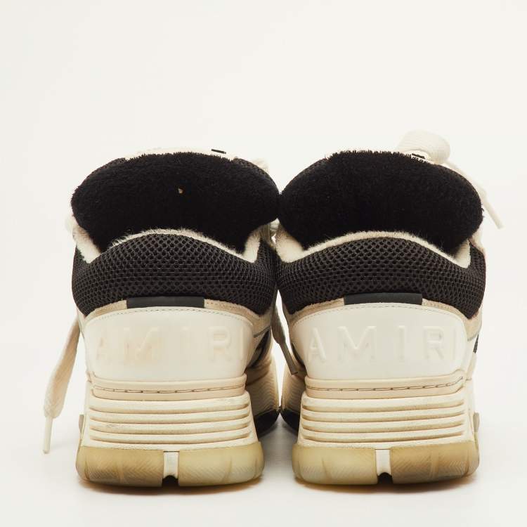 Pre Owned حذاء رياضي أميري أربطة جلد وشبك وسويدي أبيض/أسود MA-1 مقاس 42