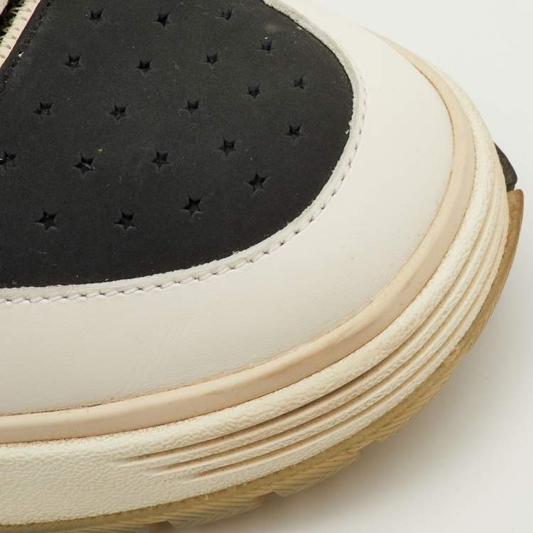 Pre Owned حذاء رياضي أميري أربطة جلد وشبك وسويدي أبيض/أسود MA-1 مقاس 42