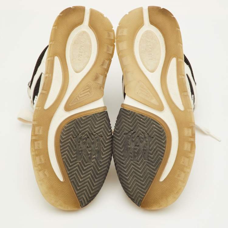 Pre Owned حذاء رياضي أميري أربطة جلد وشبك وسويدي أبيض/أسود MA-1 مقاس 42