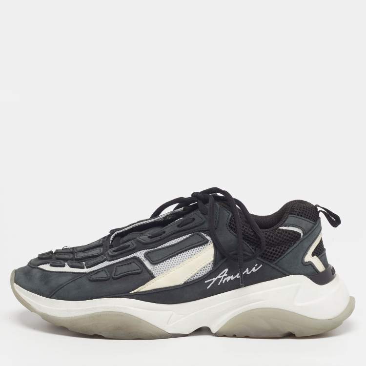 Pre Owned Amiri Bone Runner Size 43 Two Tone Mesh and Nubuck Leather Low Top Sneakers