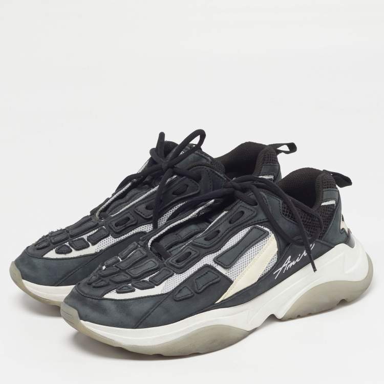 Pre Owned Amiri Bone Runner Size 43 Two Tone Mesh and Nubuck Leather Low Top Sneakers