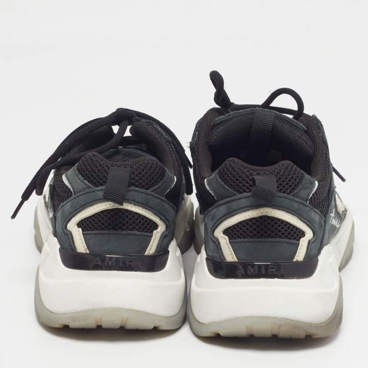 Pre Owned Amiri Bone Runner Size 43 Two Tone Mesh and Nubuck Leather Low Top Sneakers