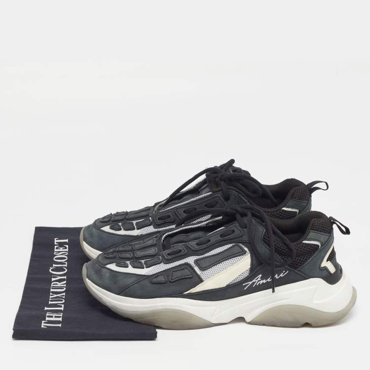 Pre Owned Amiri Bone Runner Size 43 Two Tone Mesh and Nubuck Leather Low Top Sneakers