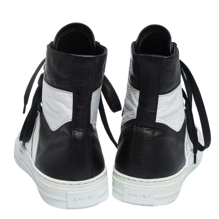 Pre Owned Amiri Black/White Leather Sunset Lace High Top Sneakers Size 42