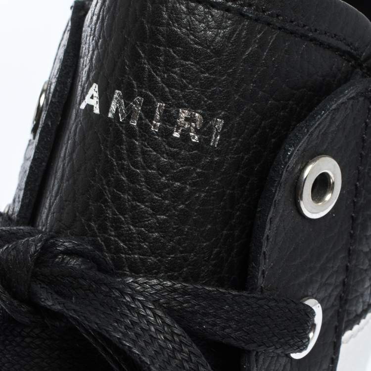 Pre Owned Amiri Black/White Leather Sunset Lace High Top Sneakers Size 42
