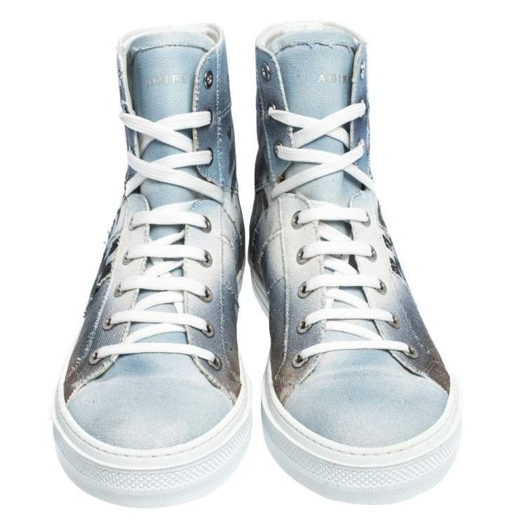 Pre Owned Amiri Multicolor Palm Tree Canvas Sunset High Top Sneakers Size 42