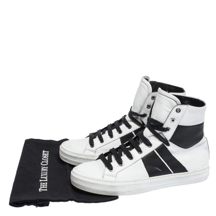 Pre Owned Amiri Black/White Leather Sunset Lace High Top Sneakers Size 42