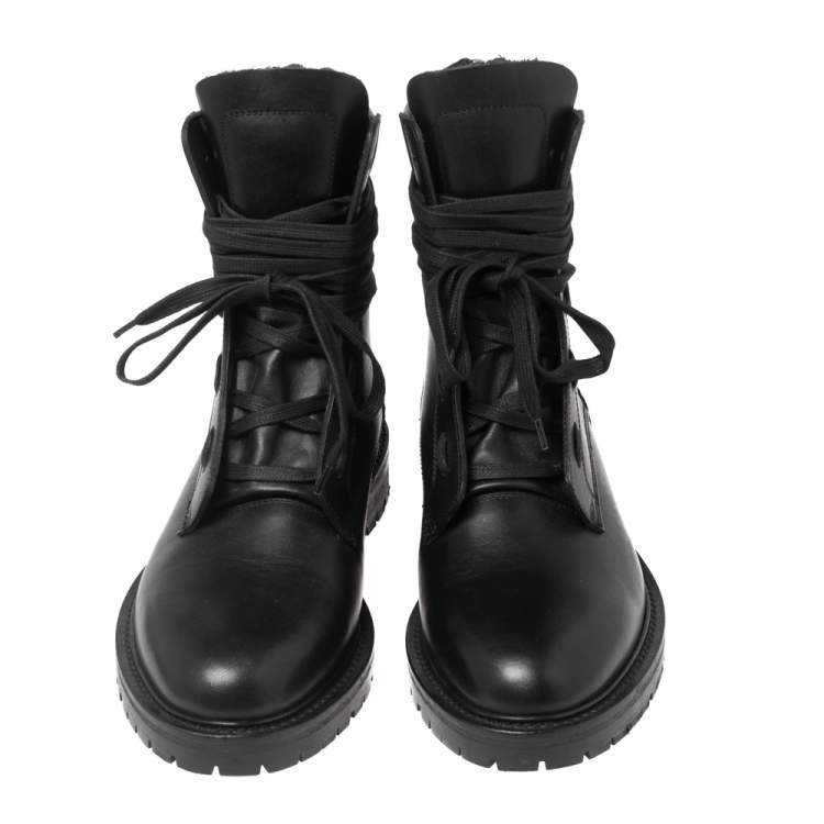 Pre Owned Amiri Black Leather Combat Boots Size 42