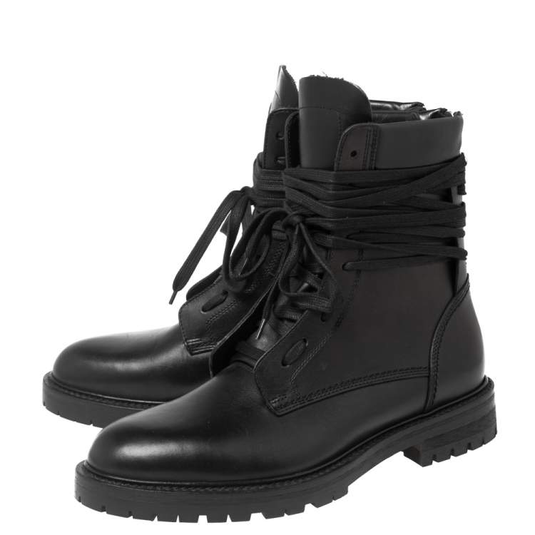 Pre Owned Amiri Black Leather Combat Boots Size 42