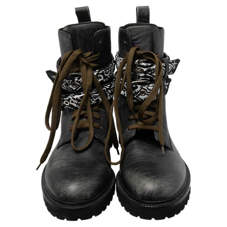 Pre Owned Amiri Black Leather Combat Boots Size 41