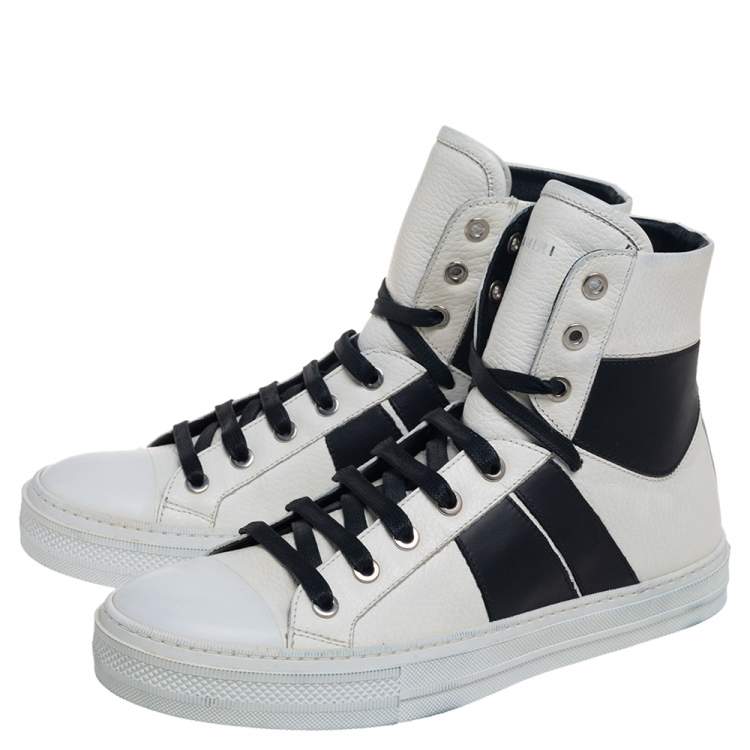 Pre Owned Amiri White/Black Leather Sunset High Top Sneakers Size 40 
