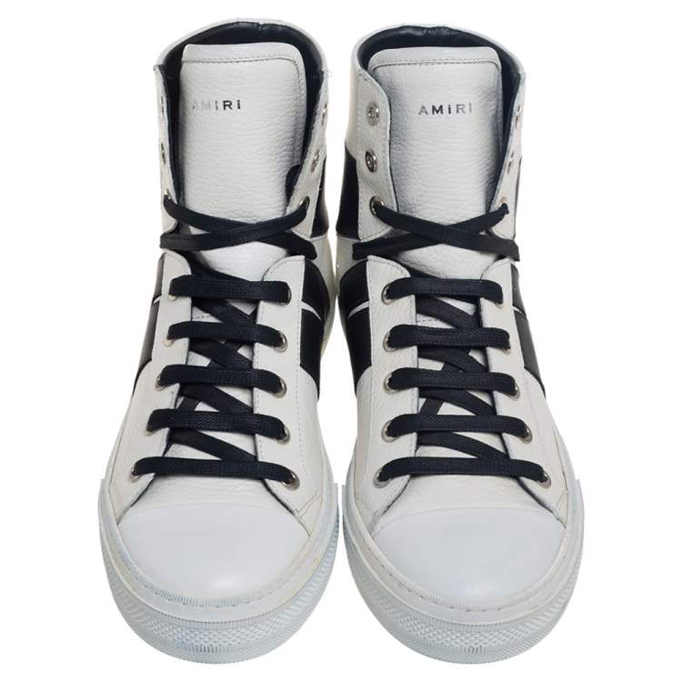 Pre Owned Amiri White/Black Leather Sunset High Top Sneakers Size 40 