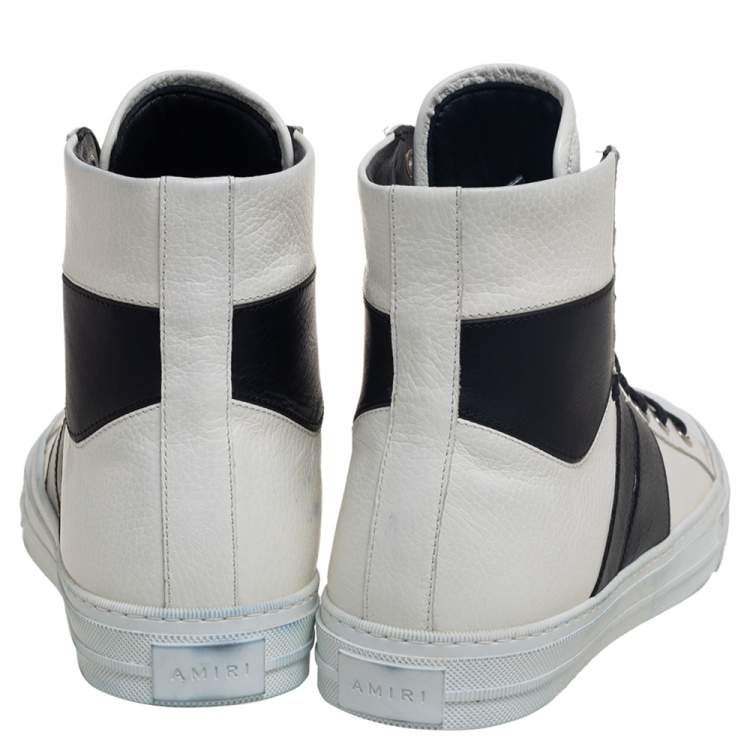 Pre Owned Amiri White/Black Leather Sunset High Top Sneakers Size 40 
