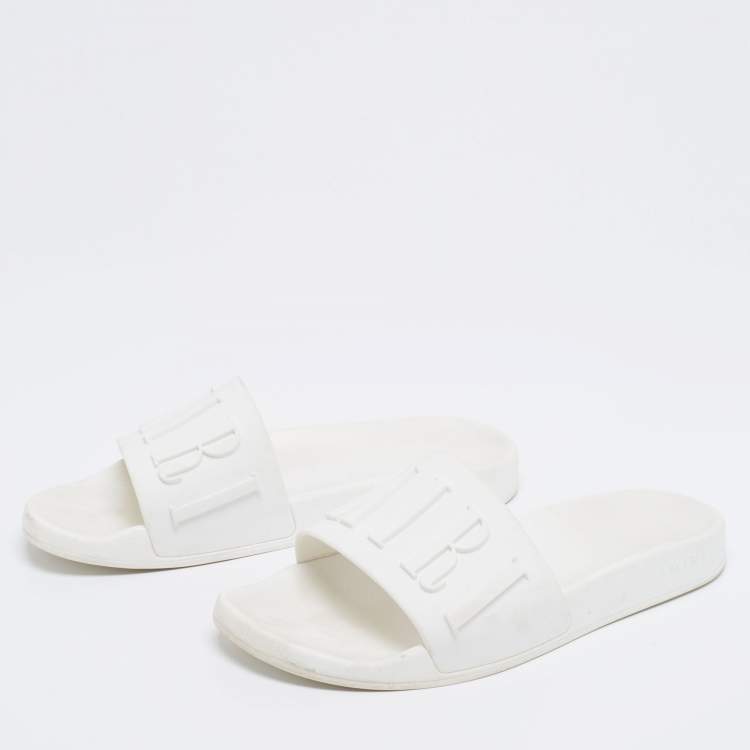 مملوكة مسبقًا Amiri White Rubber Logo Pool Slide Sandal Size 44