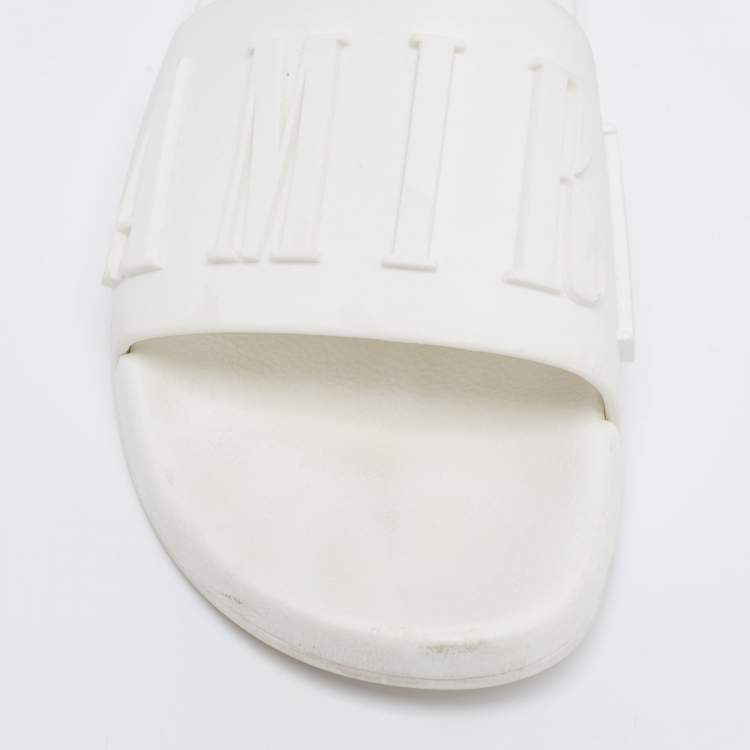 مملوكة مسبقًا Amiri White Rubber Logo Pool Slide Sandal Size 44