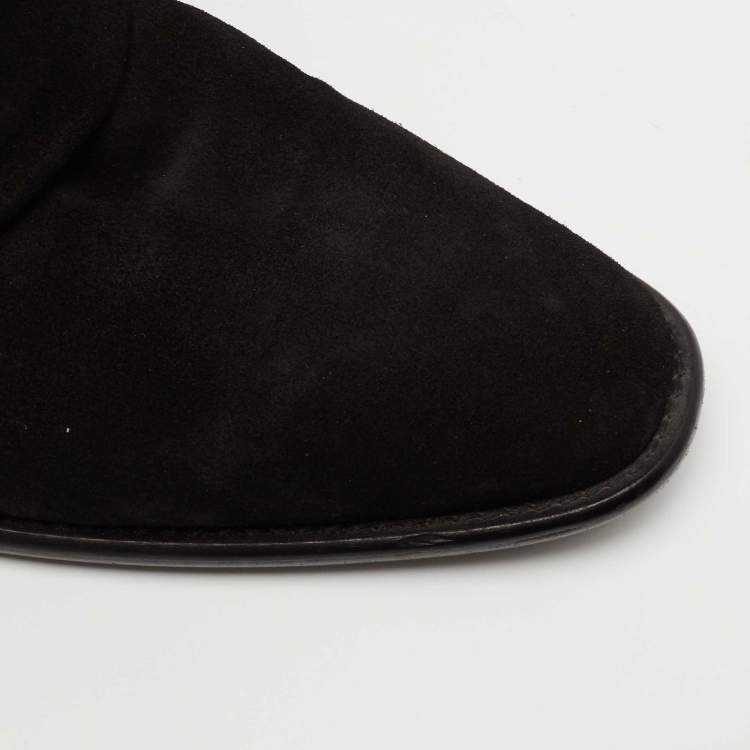 Pre Owned Amiri Black Pleated Suede Ankle Boots Size 42