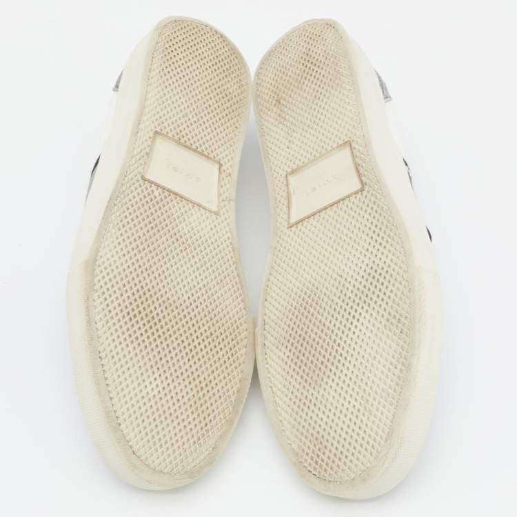 Pre Owned Amiri Grey/White Printed Canvas and Leather Slip on Sneakers Size 43