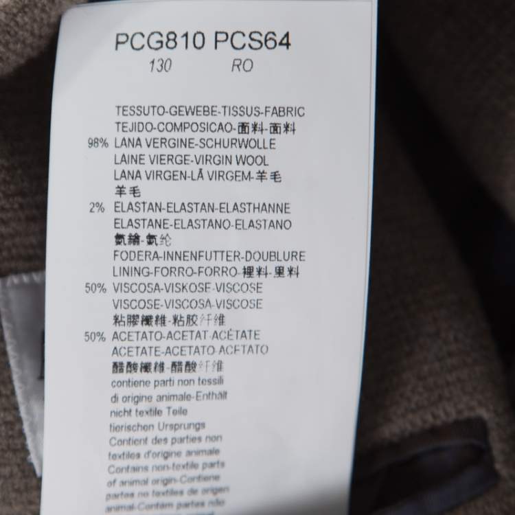 Pre Owned Armani Collezioni Brown and Grey Textured Wool Mandarin Collar Blazer XL